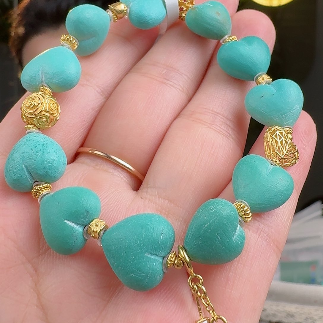 绿松石珠宝奇石18K金镶嵌雨*