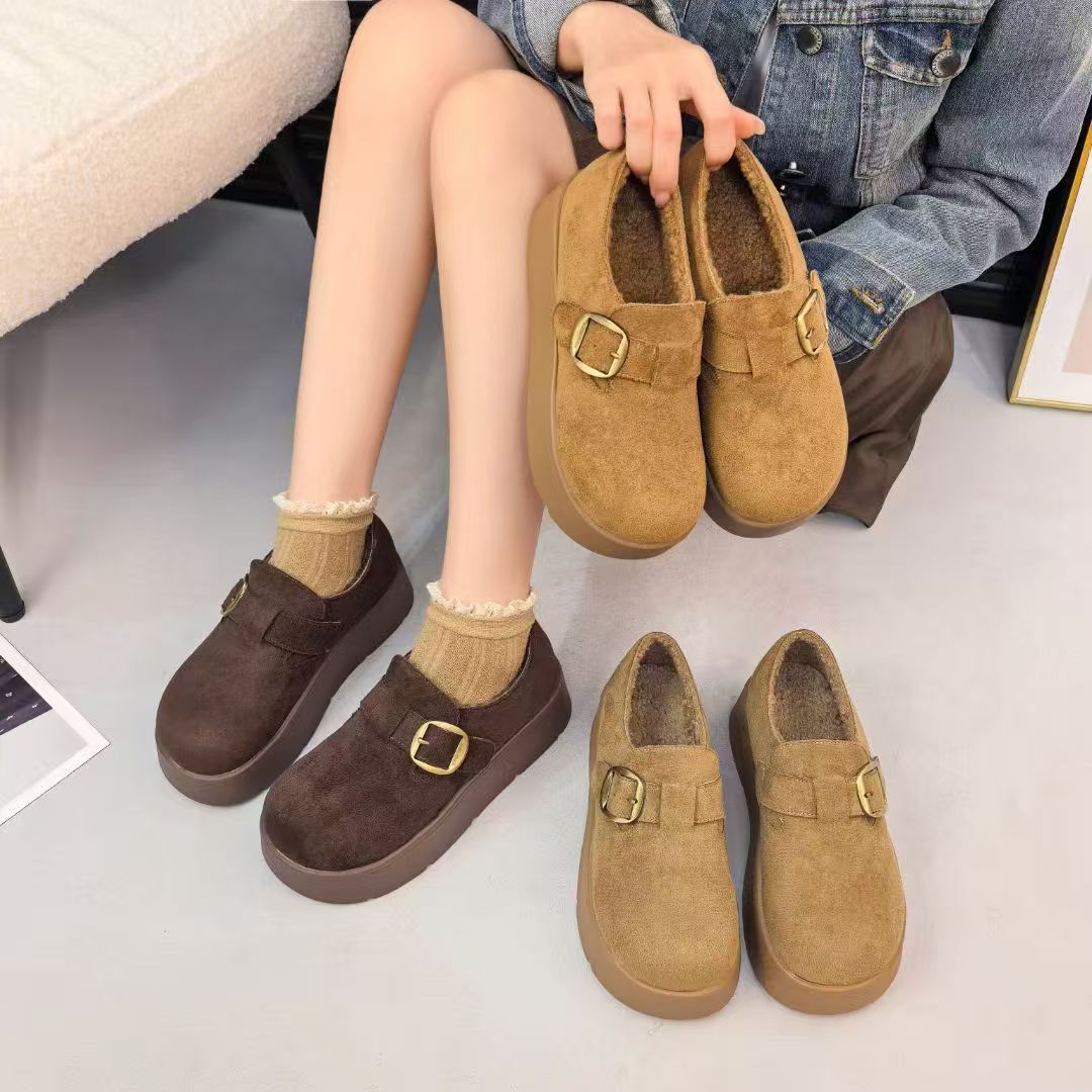 卡码拍小9103加棉厚底勃肯鞋外增高平底真皮包头2025新款女鞋