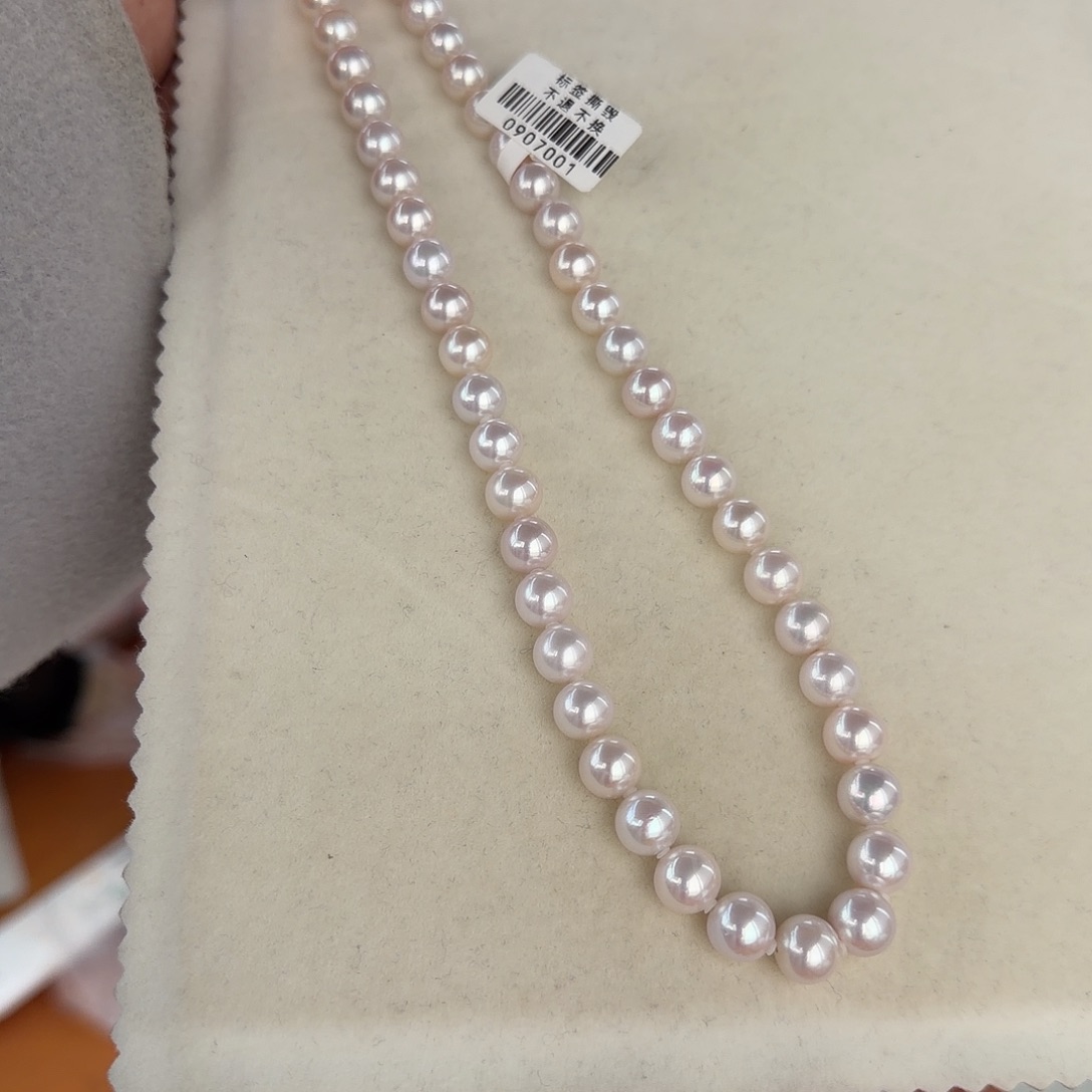 银S925镶嵌颈饰淡水珍珠9-10无核极光镜面正圆无暇炫彩白透粉