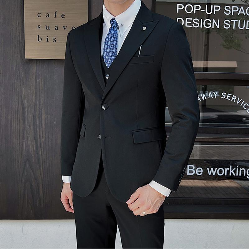 西服套装男士三件套新郎结婚礼服伴郎服韩版修身英伦风影楼小西装