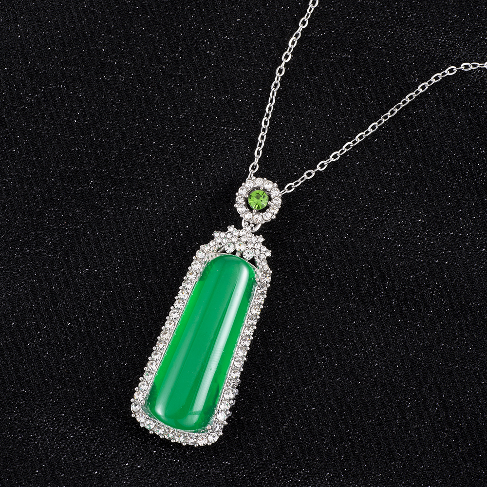 天然玉石珠宝 s925银 长款无事牌项链 s0004