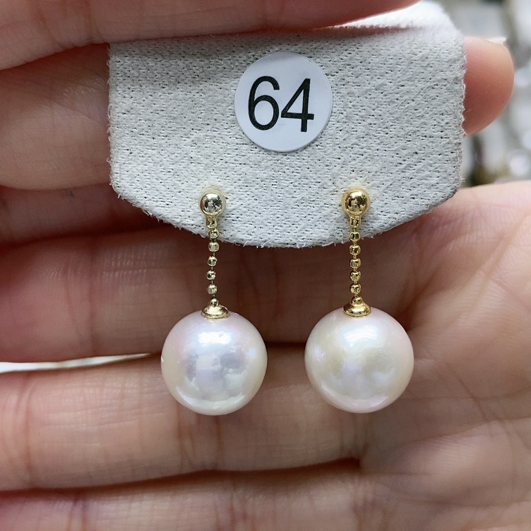 淡水珍珠耳饰银S925镀金镶嵌