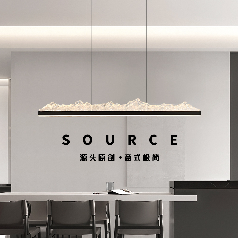 意式极简高端餐厅吊灯冰山设计师2025新款轻奢长条一字饭厅餐桌灯
