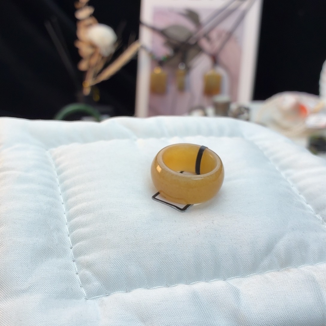 和田玉未镶嵌戒指橘糖墩墩17.4j6