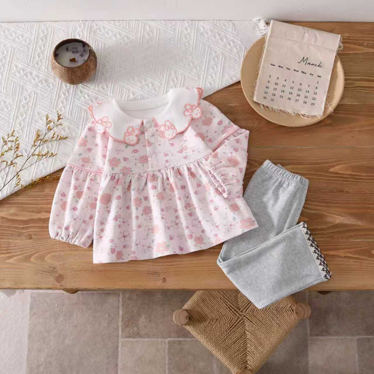 童装春季女童套装碎花小兔女宝宝春季衣服两件套韩版女孩春秋衣服