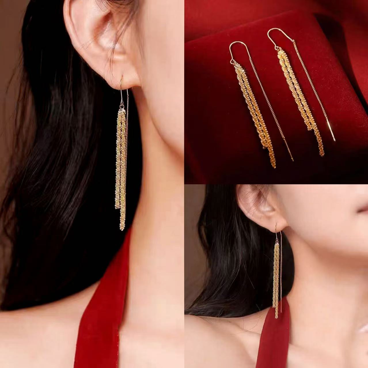 铜合金耳饰 a481【女神满天星耳线】时尚气质简约百搭耳线流苏45308