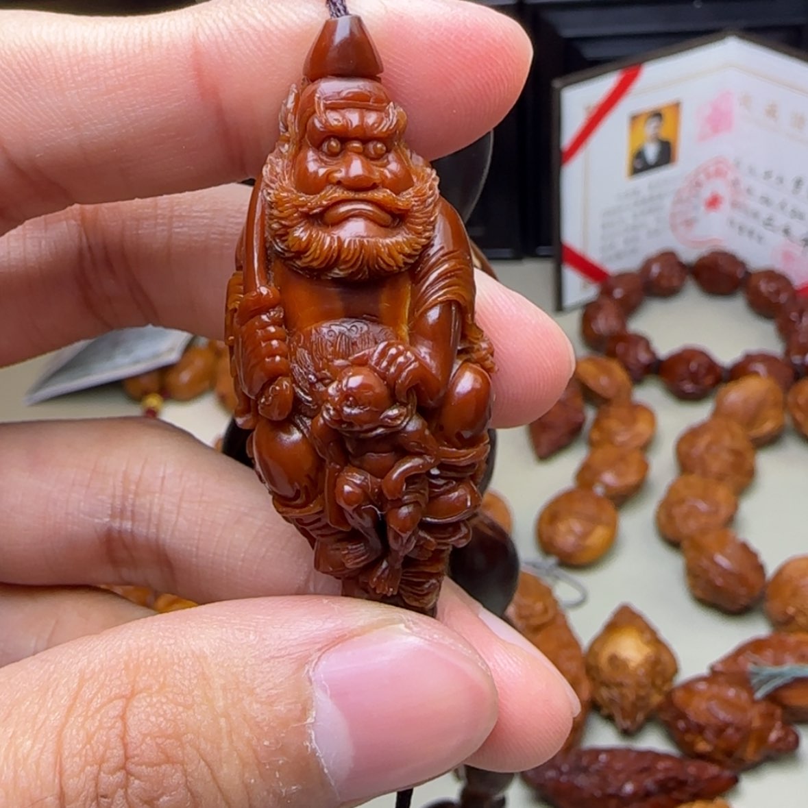 【闪购商品】橄榄核手串/手链小****）纯手工制作钟馗单子
