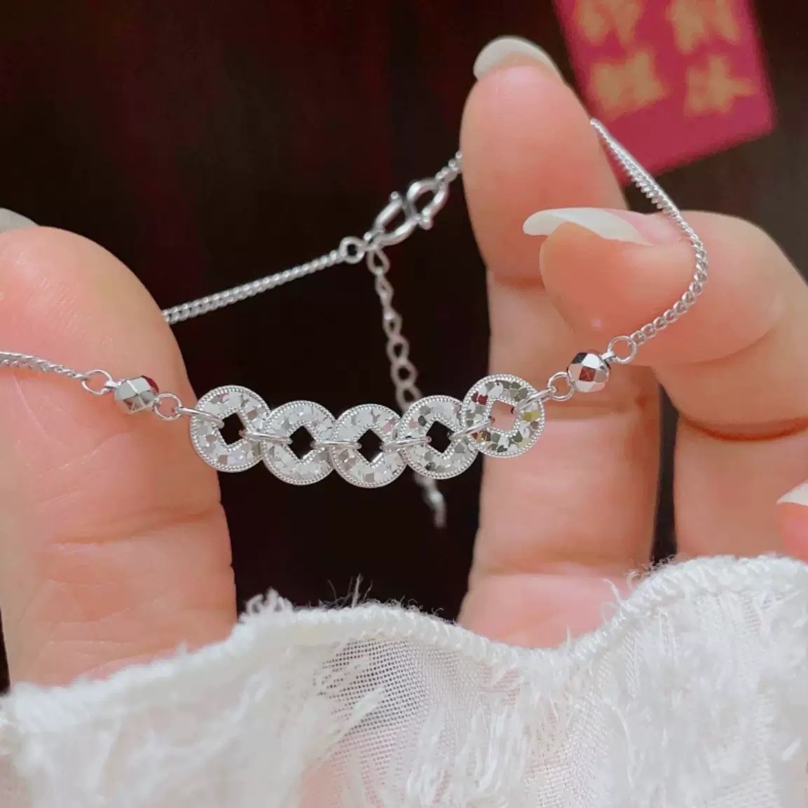 足银手链 【清货专属链接】碎冰冰五钱币手链波光粼粼招米米新款