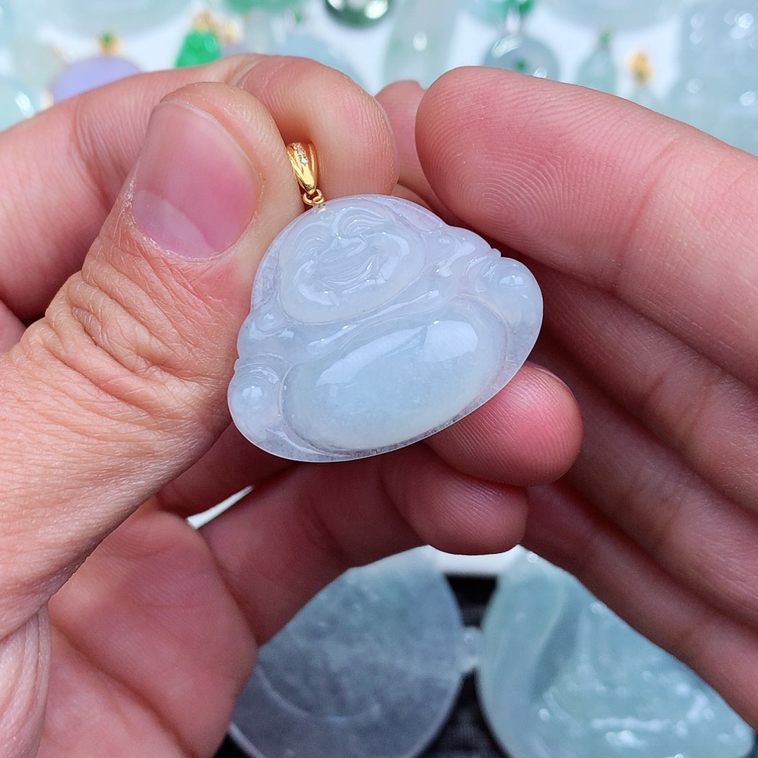 翡翠吊坠(不含链)18K金镶嵌