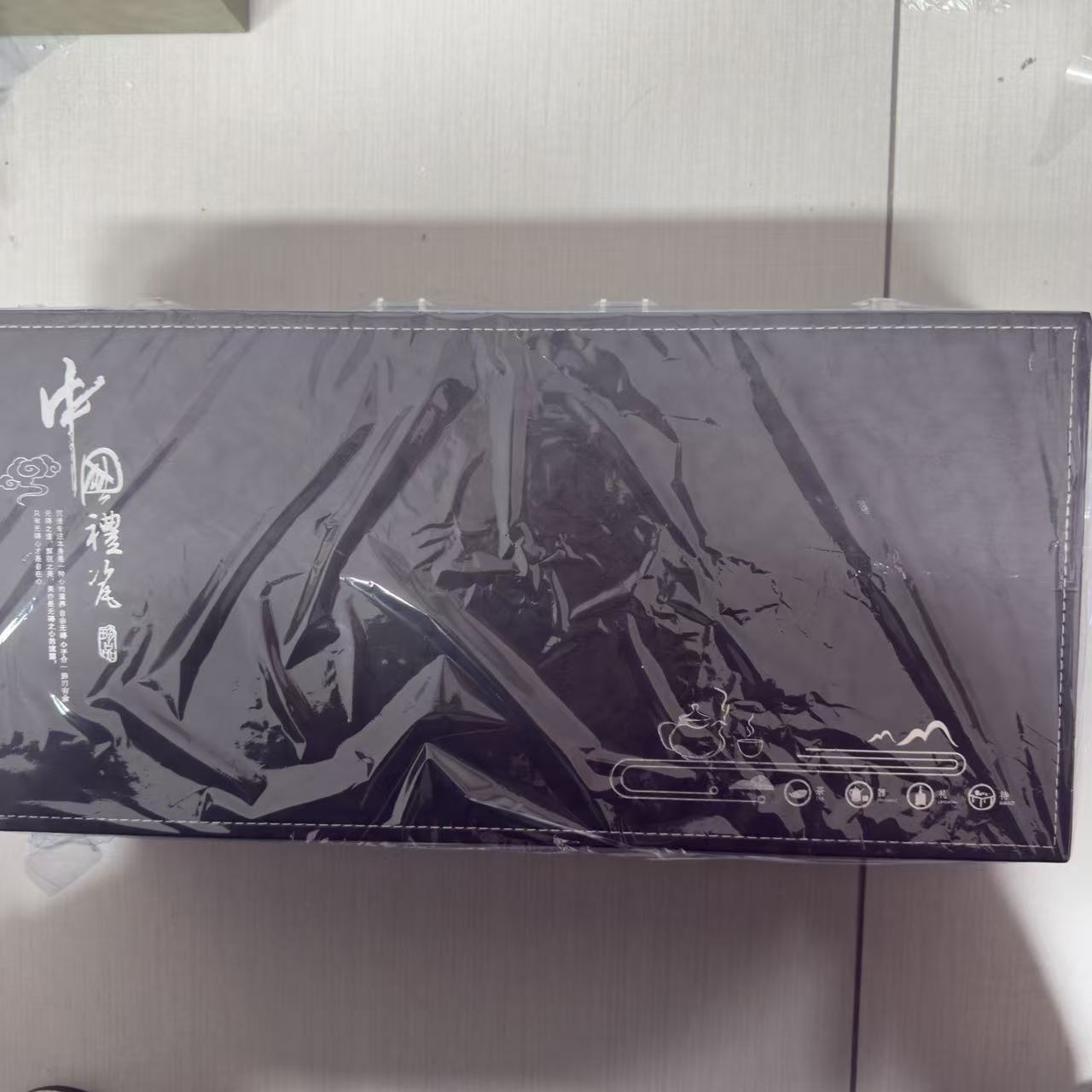 其他陶瓷@@@@@@@@@@鎏银墨龙盖碗套组