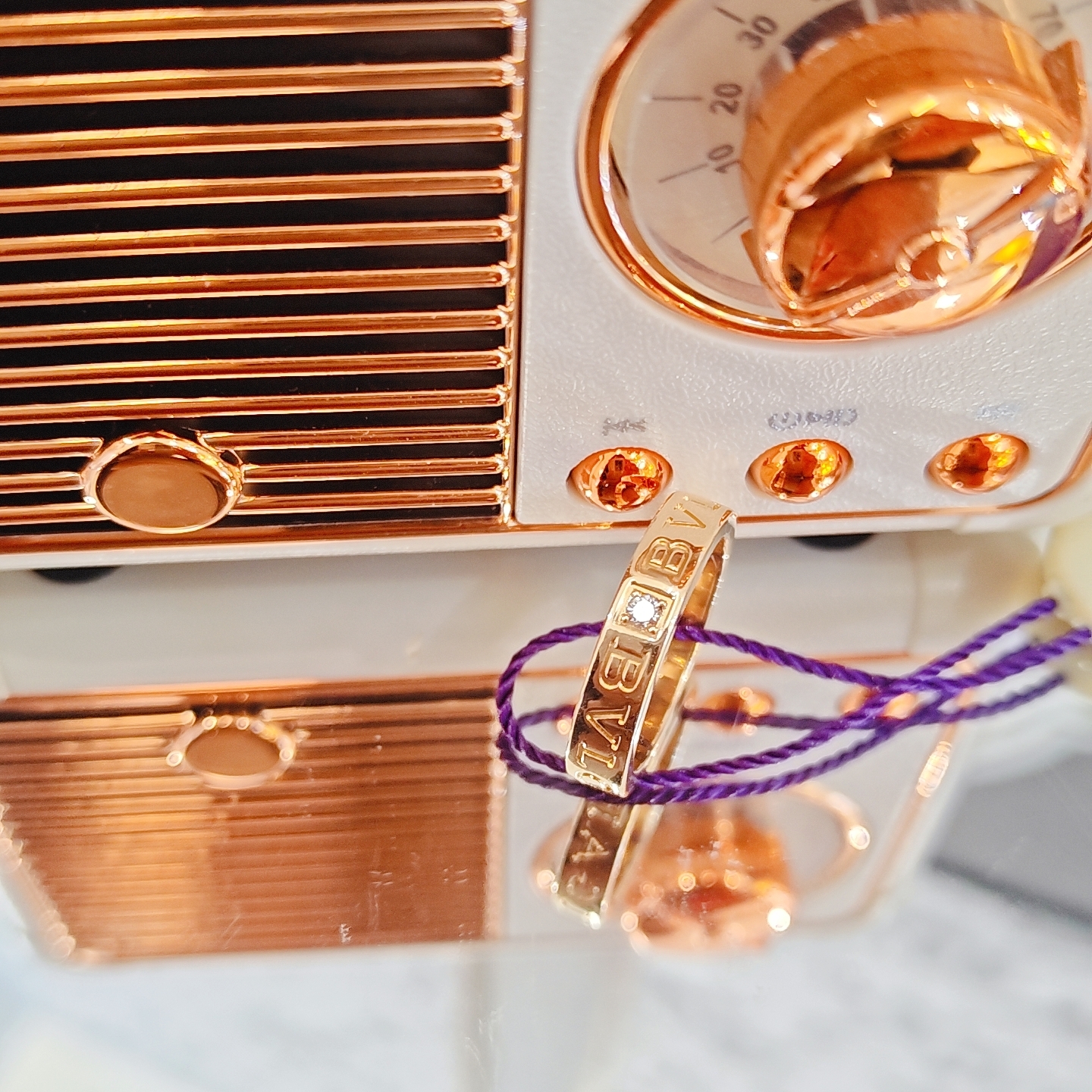 99新 BVLGARI/宝格丽  同名单钻戒指/K黄/#56