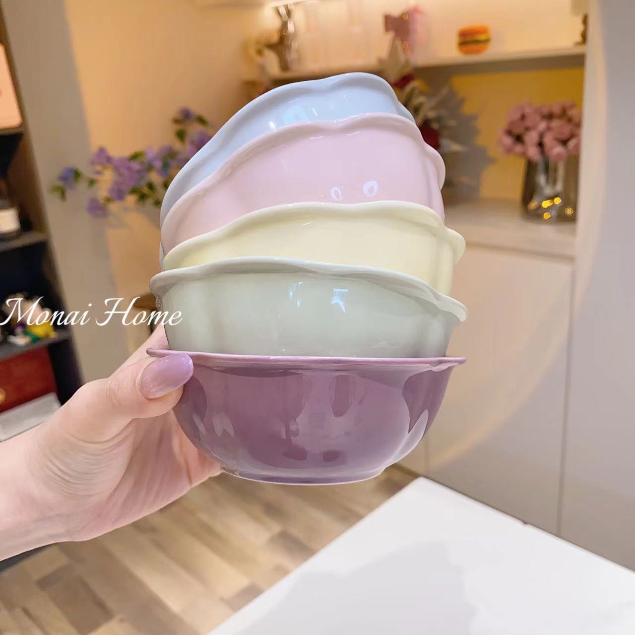 【5个装】奶油风纯色花边碟味碟小吃碟蘸料碟陶瓷釉下彩餐具套装