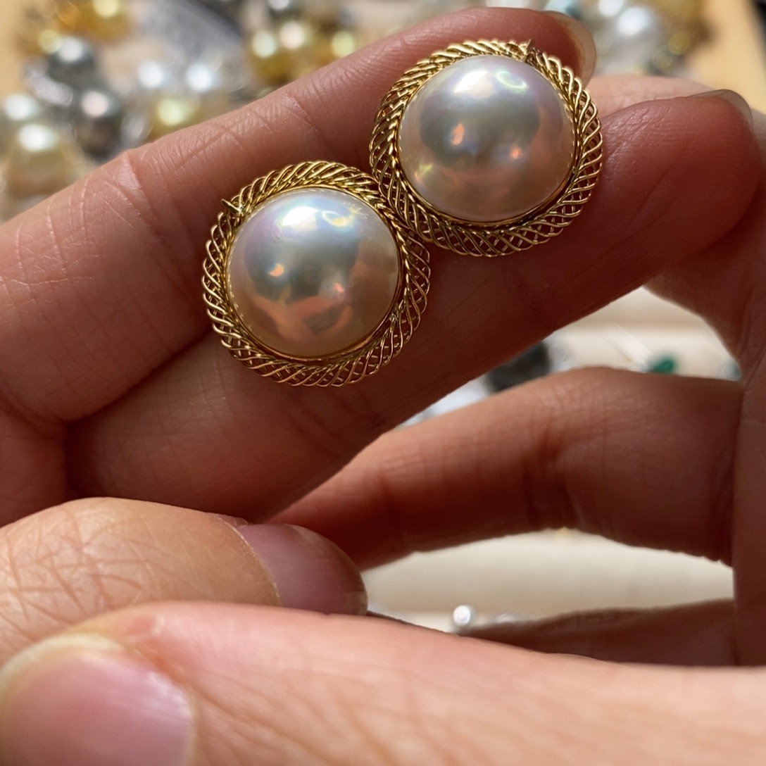 拼合珍珠（马贝珠）耳饰未镶嵌