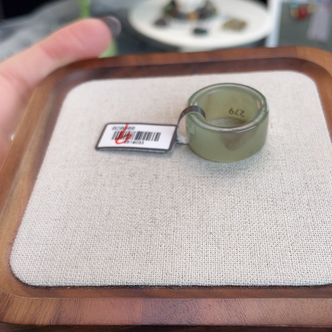 和田玉未镶嵌戒指U40紫飘花直切17.1不退换