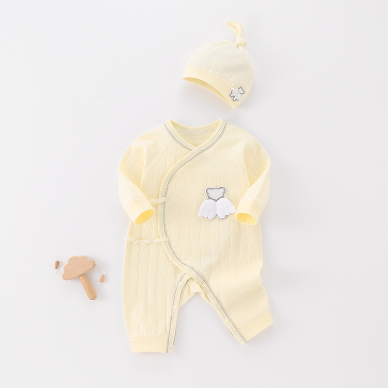 (新生儿) 天使翅膀 四季蝴蝶衣纯棉初生婴儿坐月子连体（系带款）