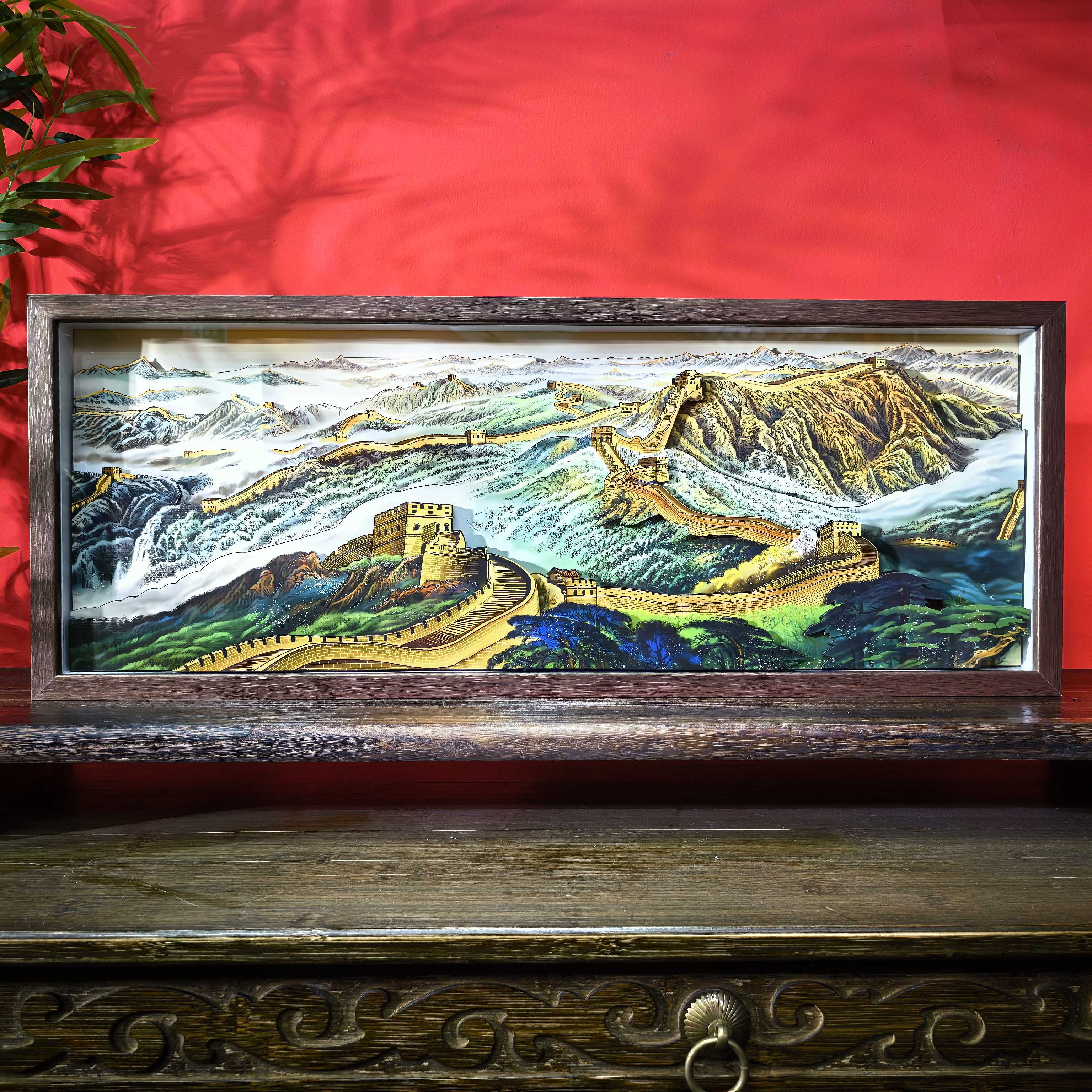 万里长城剪纸立体画摆件挂画公司新店开业送礼入户门玄关电视柜
