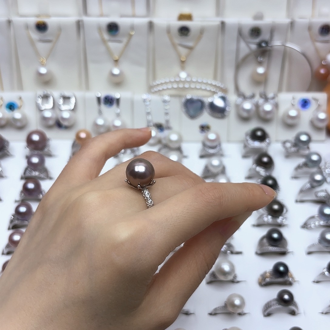 戒指银S925镶嵌淡水珍珠我***呀