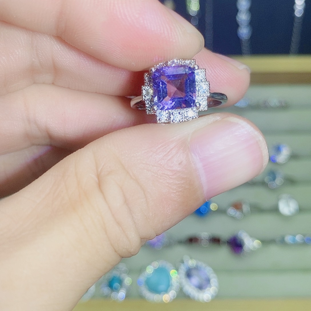 银S925镶嵌戒指紫晶