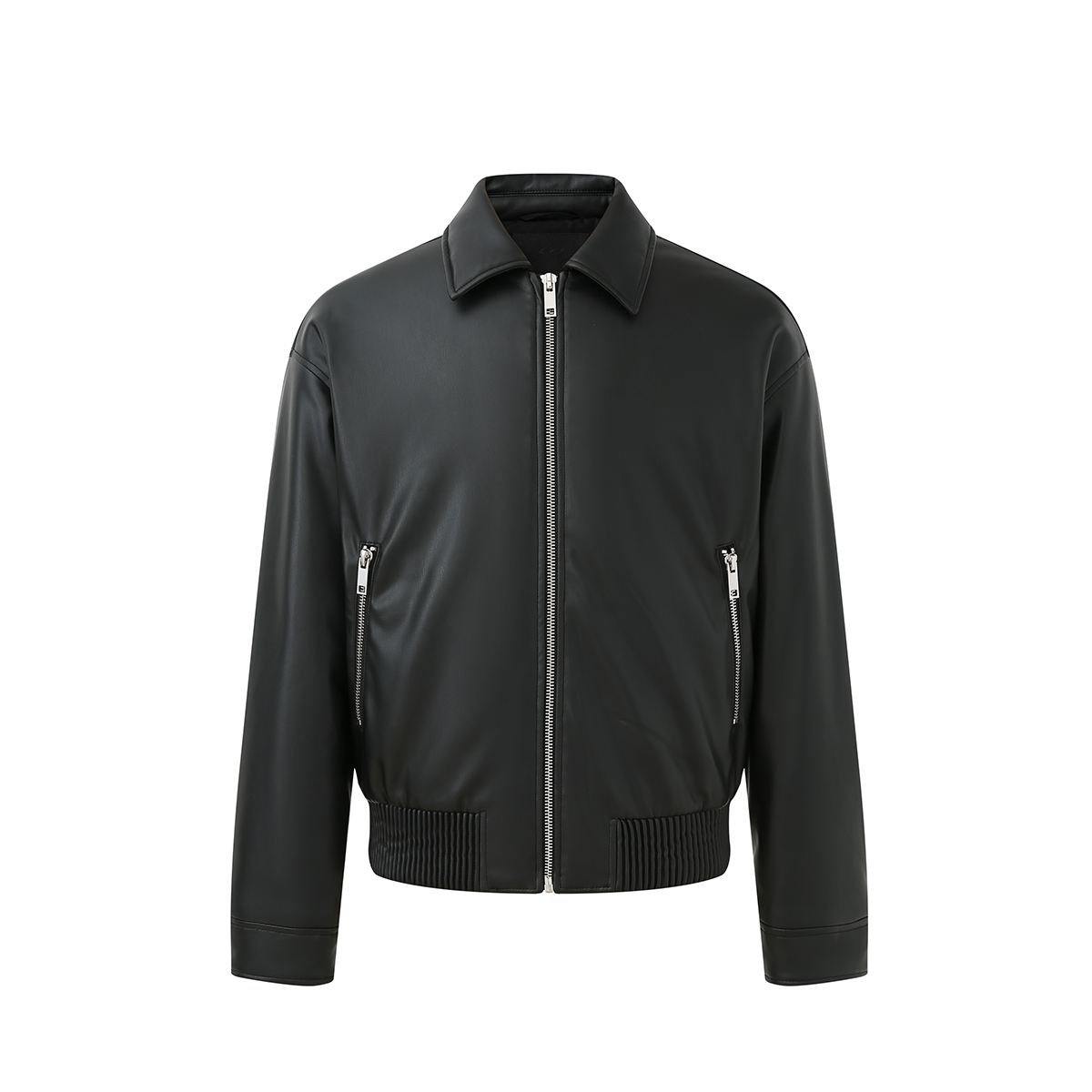 CHINISM赤尘 黑色蛋白皮翻领夹克男秋冬季