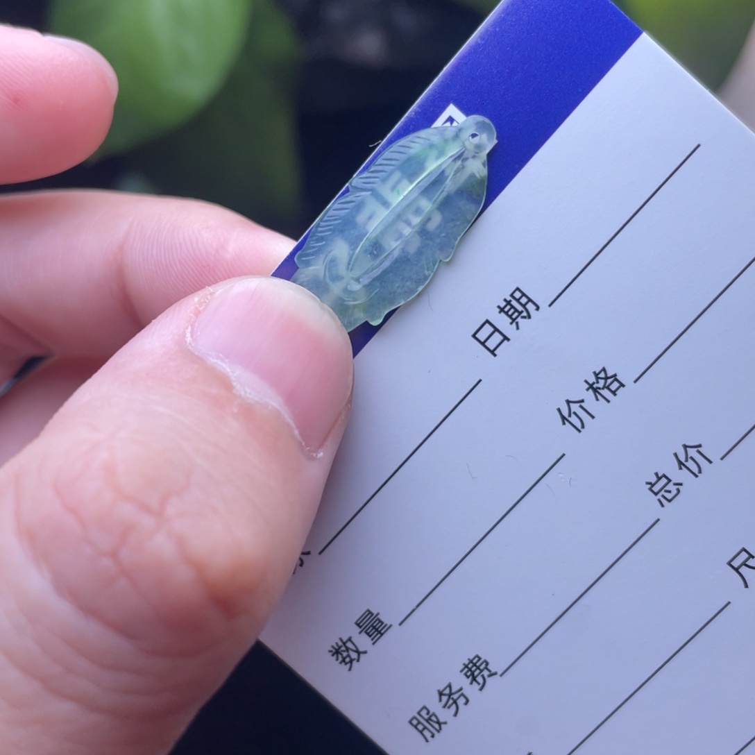 翡翠未镶嵌颈饰羽毛吊坠