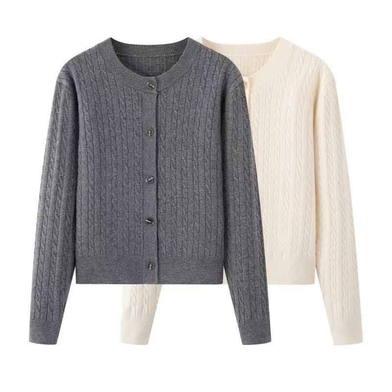 MM商场同款2025秋冬新款圆领修身针织开衫毛衣外套女上衣3941