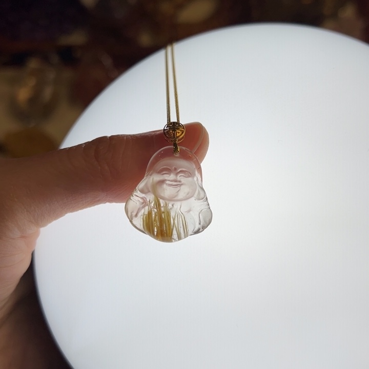 水晶吊坠(赠链)18K金镶嵌