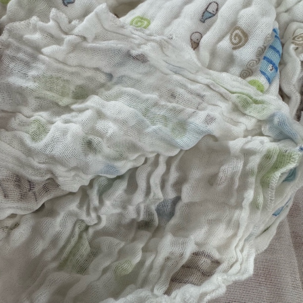 75*75厘米海洋风格印花纯棉三层纱布毯子4条