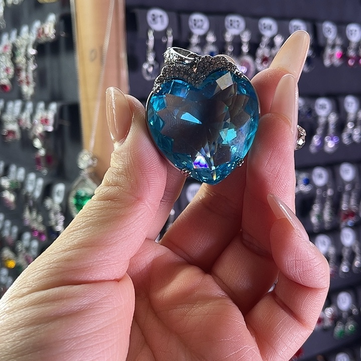 颈饰海蓝宝石银S925镶嵌