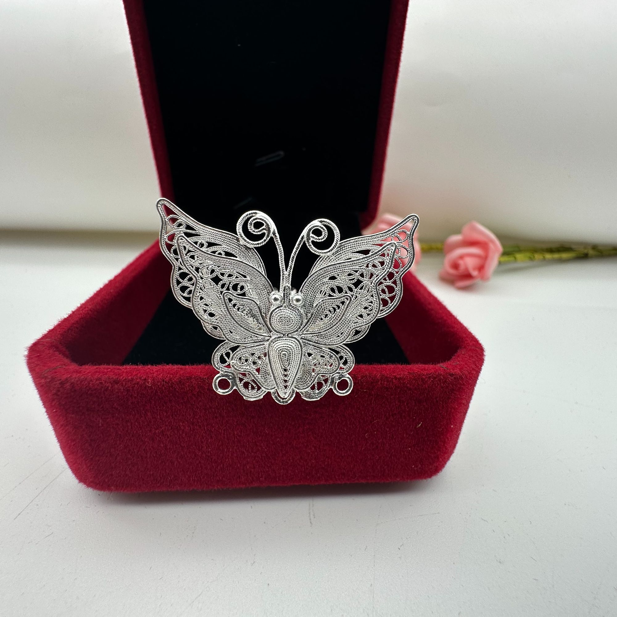 足银银制品 【小蝴蝶发卡】足银纯手工精美新中式国风礼品素款发卡