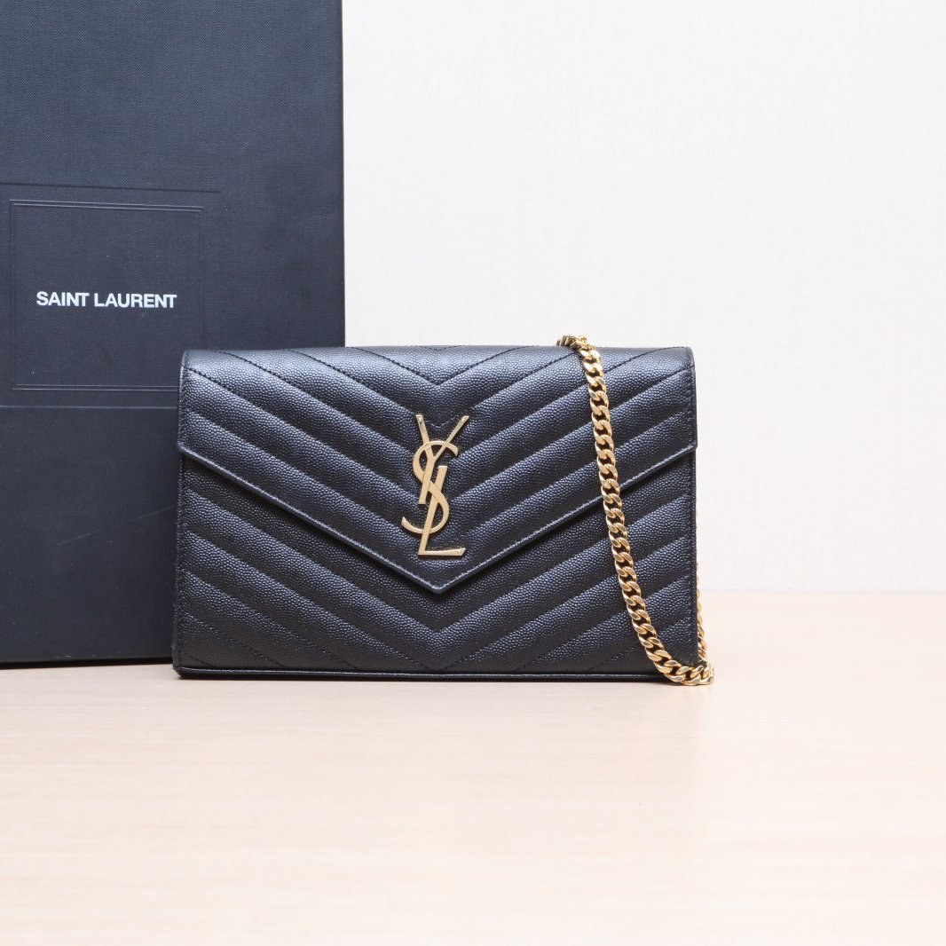 95新 YSL/圣罗兰 小花攀攀 CASSANDRA WOC链条包 皮革C