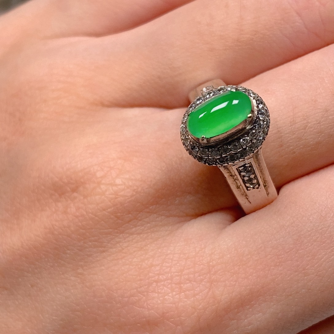 翡翠戒指未镶嵌冰阳绿