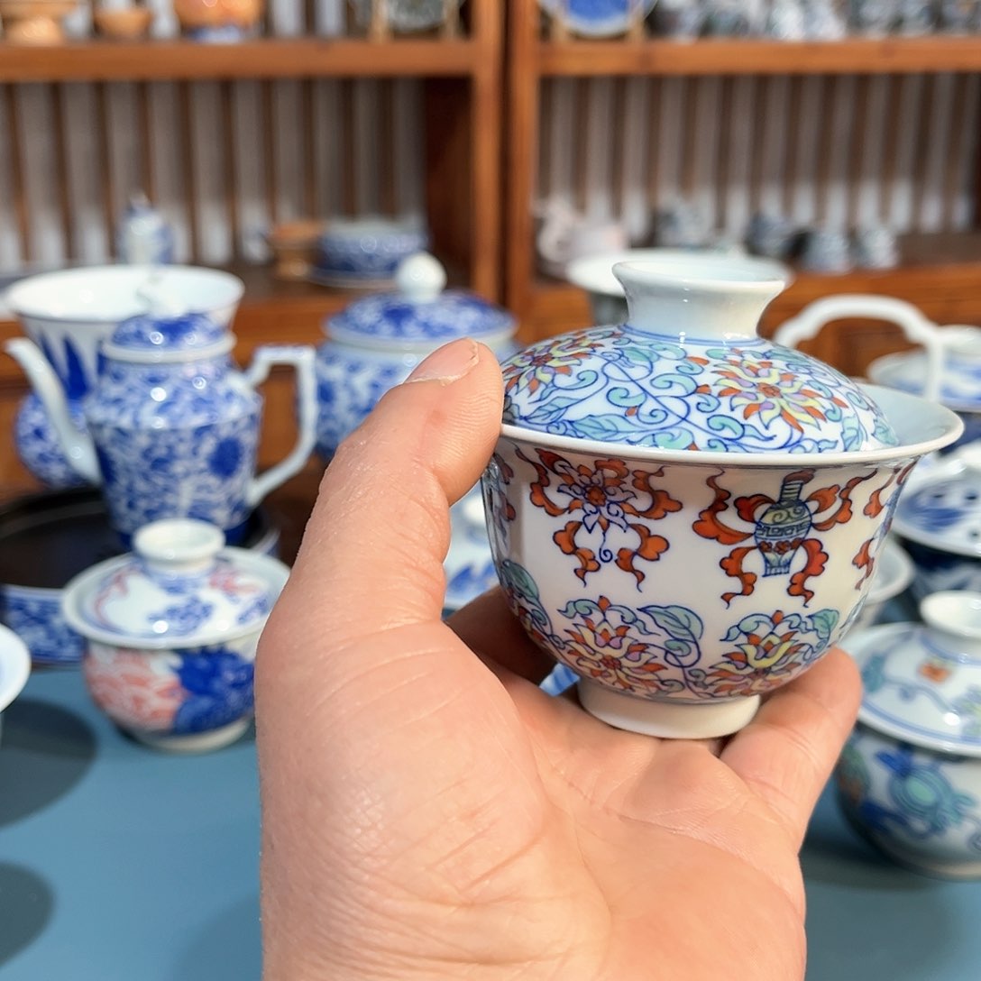 錡镇堂手工手绘绘盖碗