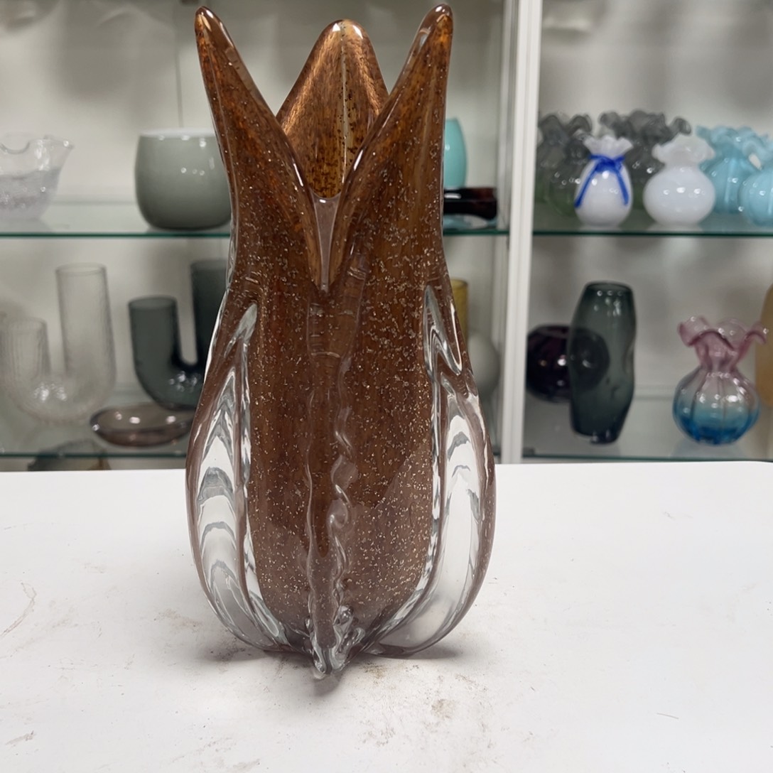 棕色金云母厚壁花瓶高度25微瑕