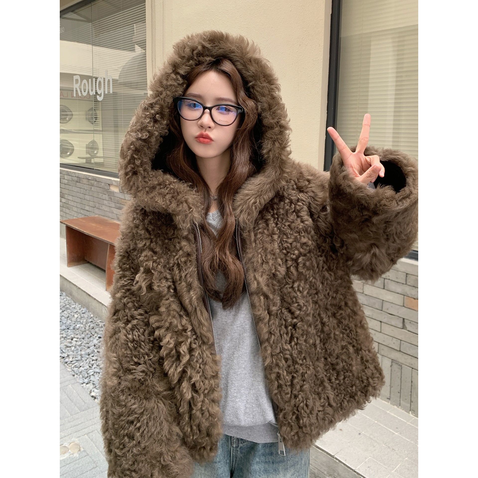 10-19       短款亚麻连帽休闲外套