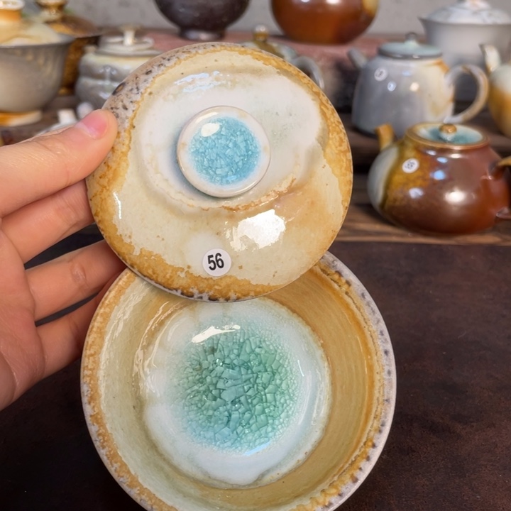 柴烧盖碗56 微瑕不退不换 