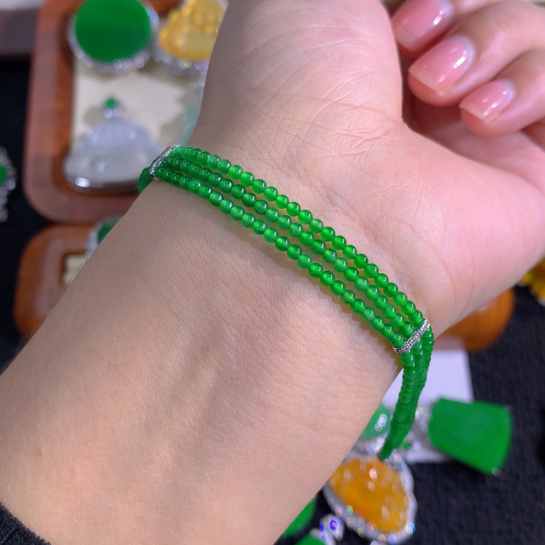 翡翠18K金镶嵌手链