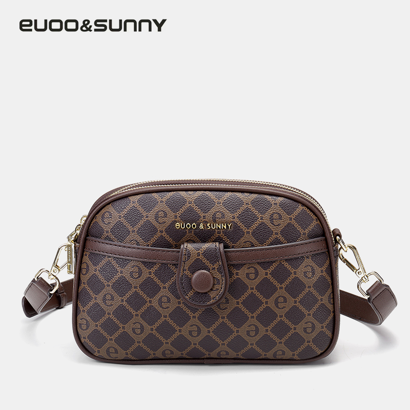 香港悠鸥小金豆棕色肩百搭斜挎包9021真牛皮包包女款爆款2025新款