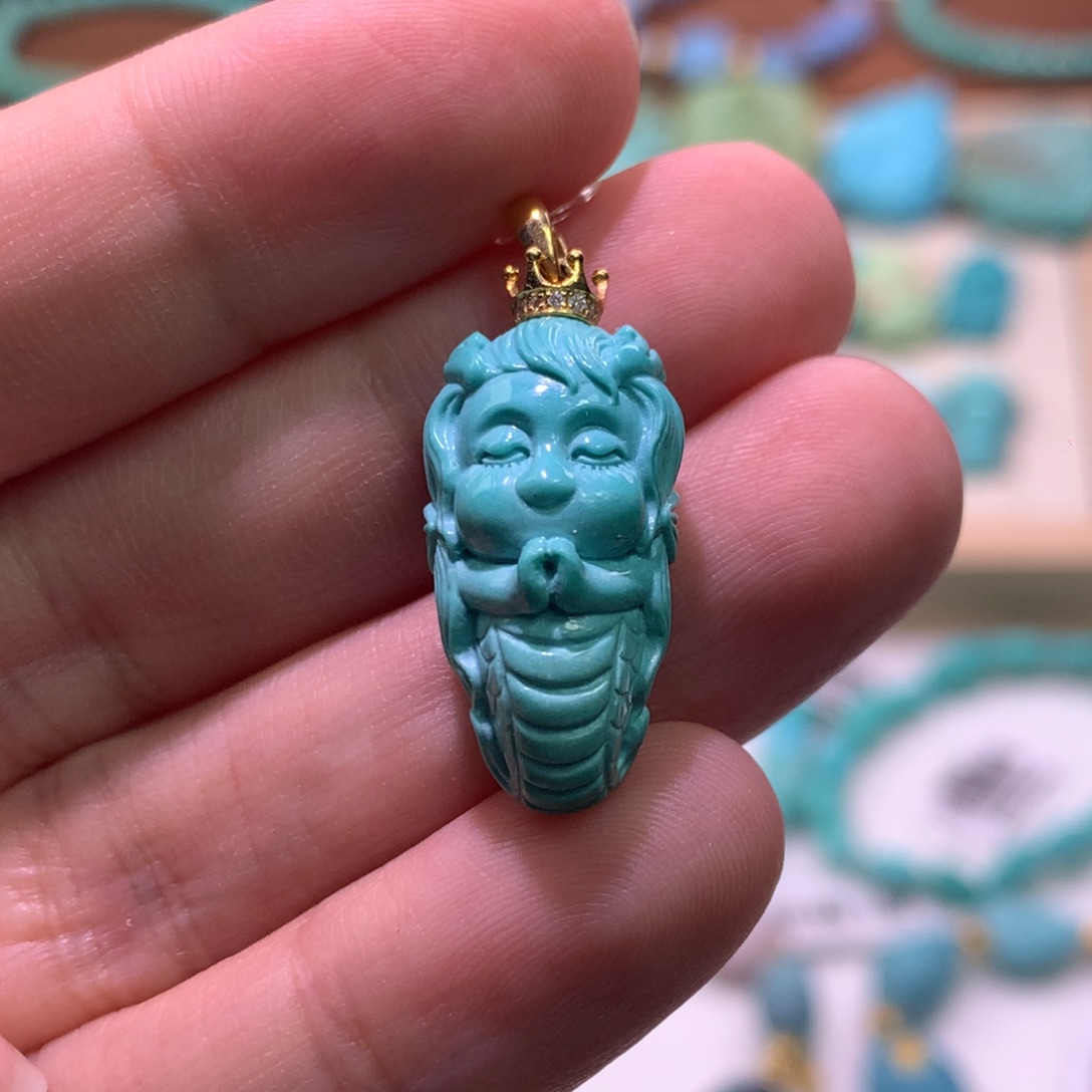 绿松石珠宝奇石未镶嵌小龙女