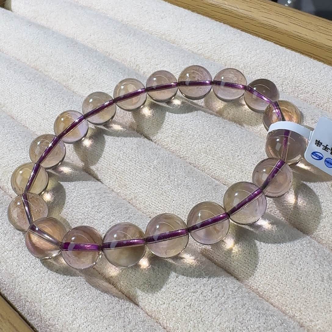水晶手链未镶嵌净体紫黄10.3