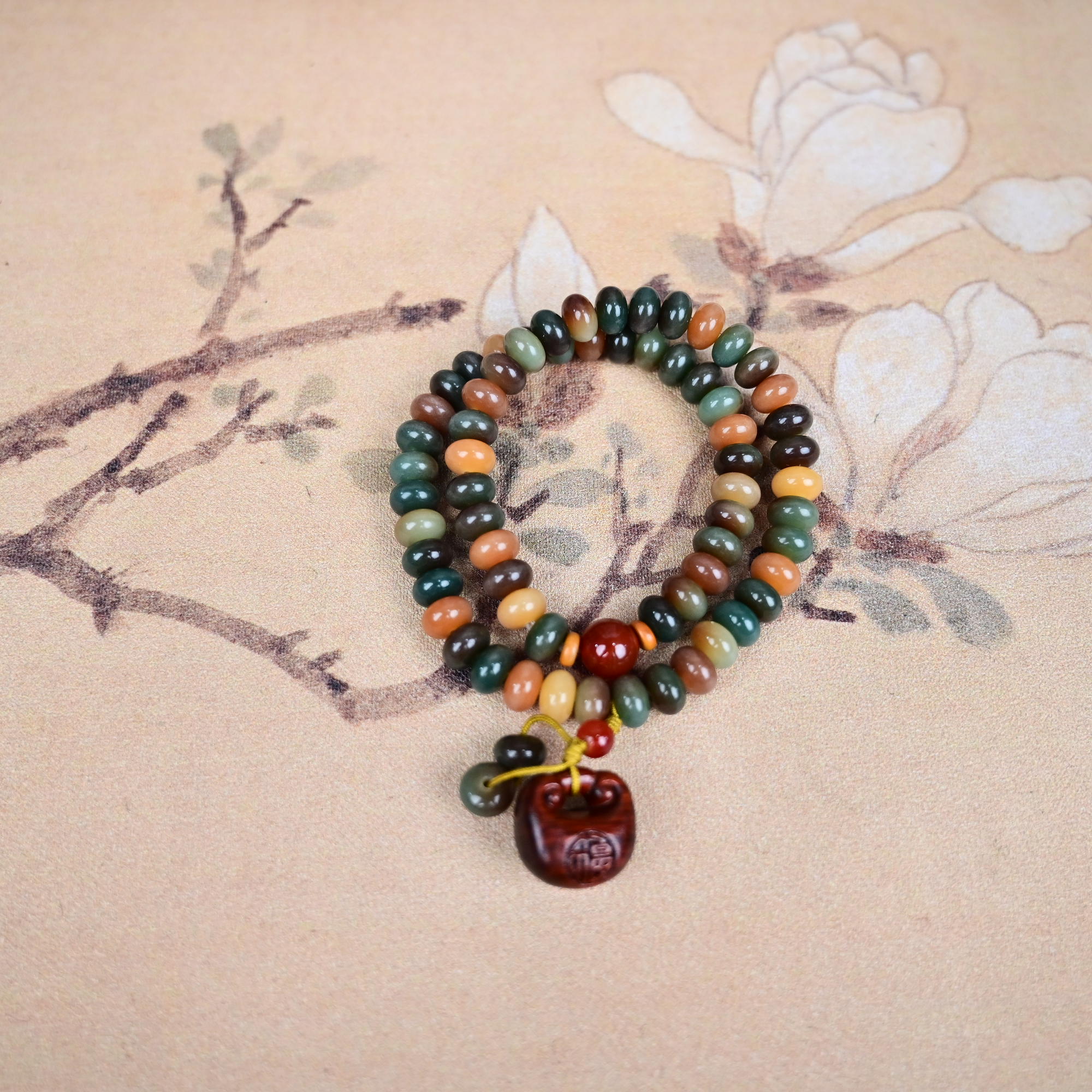 多宝算盘菩提双圈吊坠手串K244