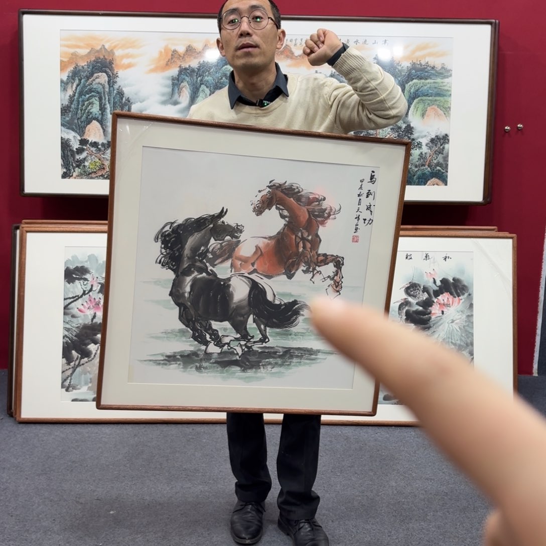 国画带框绘画80/80尺寸