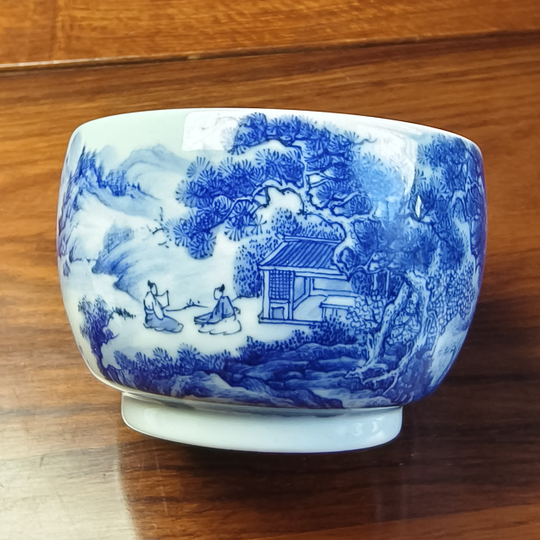 景德镇手工手绘内外青花山水雅集柴窑主人杯（150毫升）04003