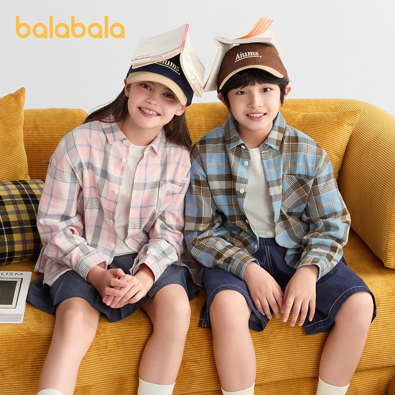 巴拉巴拉儿童衬衫长袖亲子装2025新款秋装舒适柔绒宽松琥珀流光风