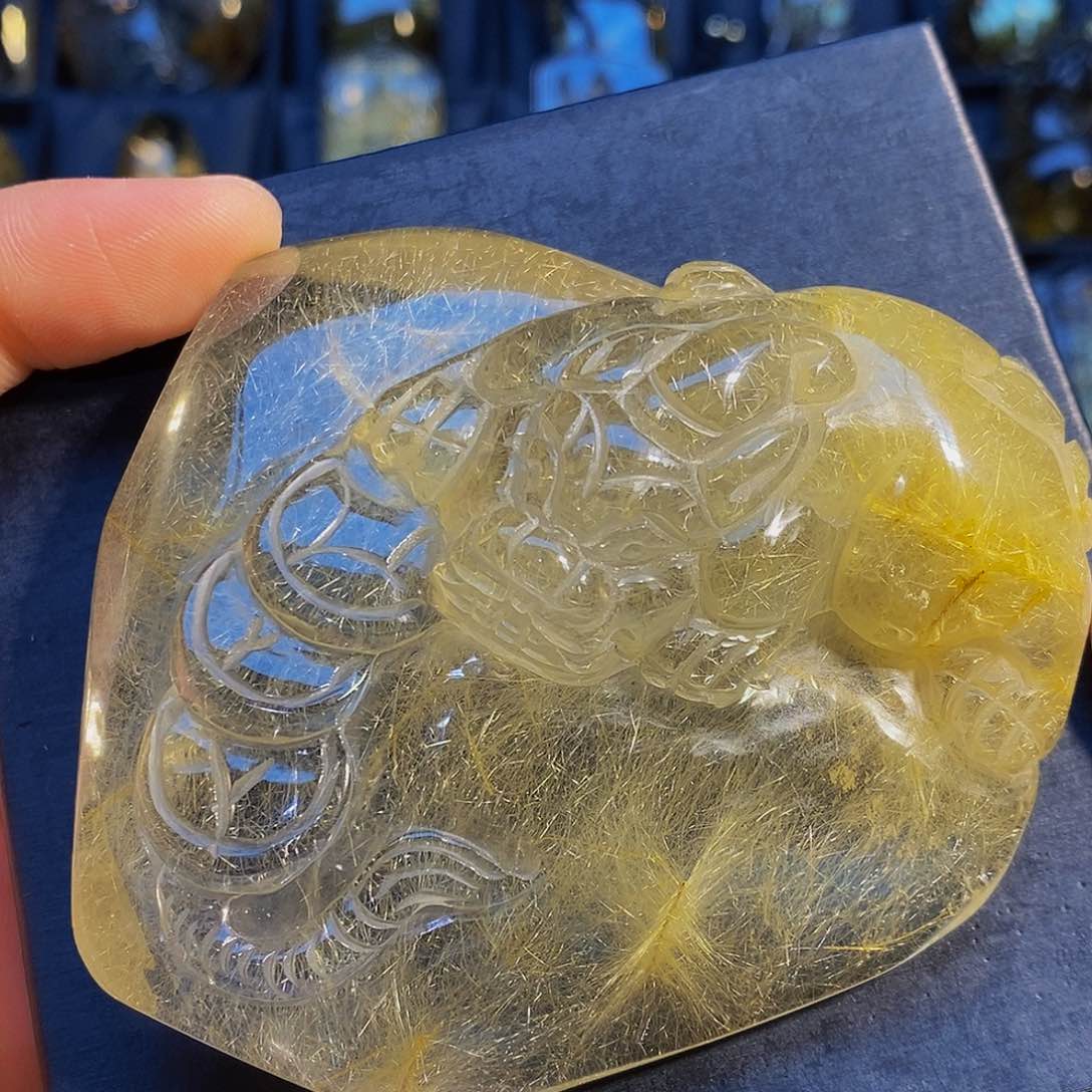 水晶摆件未镶嵌天然发晶貔貅钱串子摆件