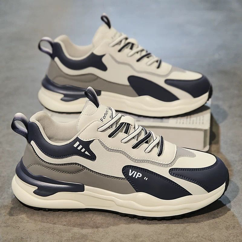 如2025男鞋秋季新款皮面运动鞋跑步防滑增高低帮A505