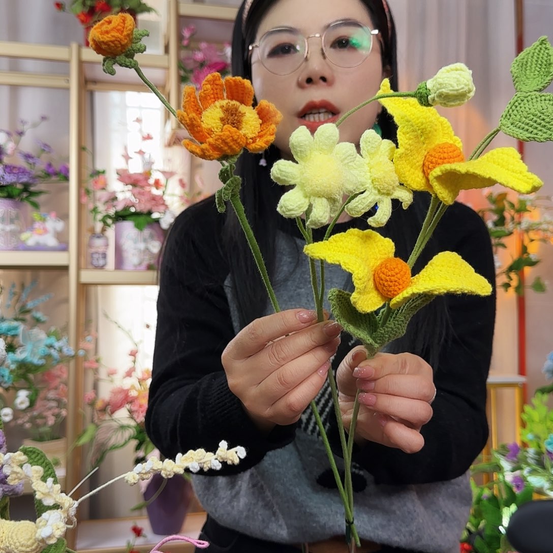 纯手工钩织钩织花束