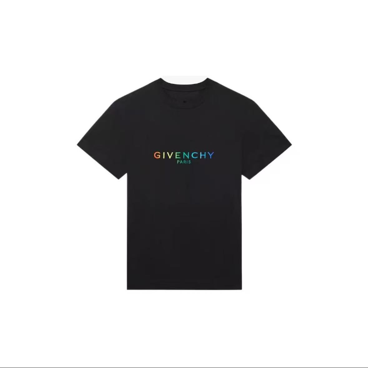 未使用 Givenchy/纪梵希 彩色LOGO字母修身短袖T恤黑色