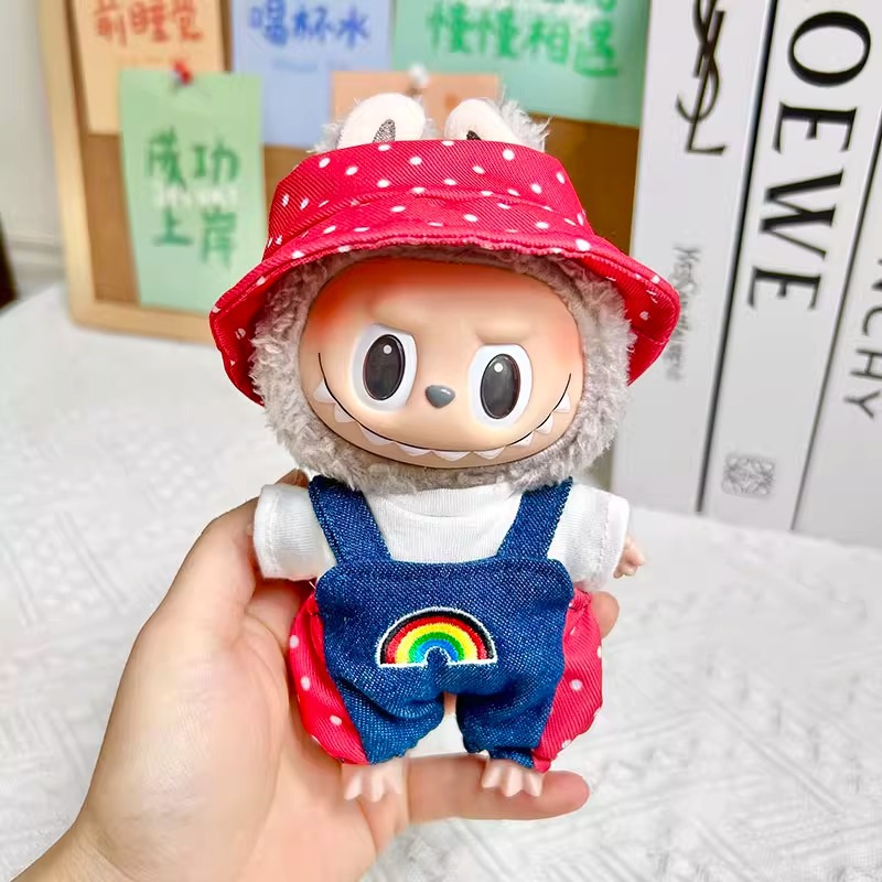 【不含娃】labubu17cm娃衣彩虹红波点