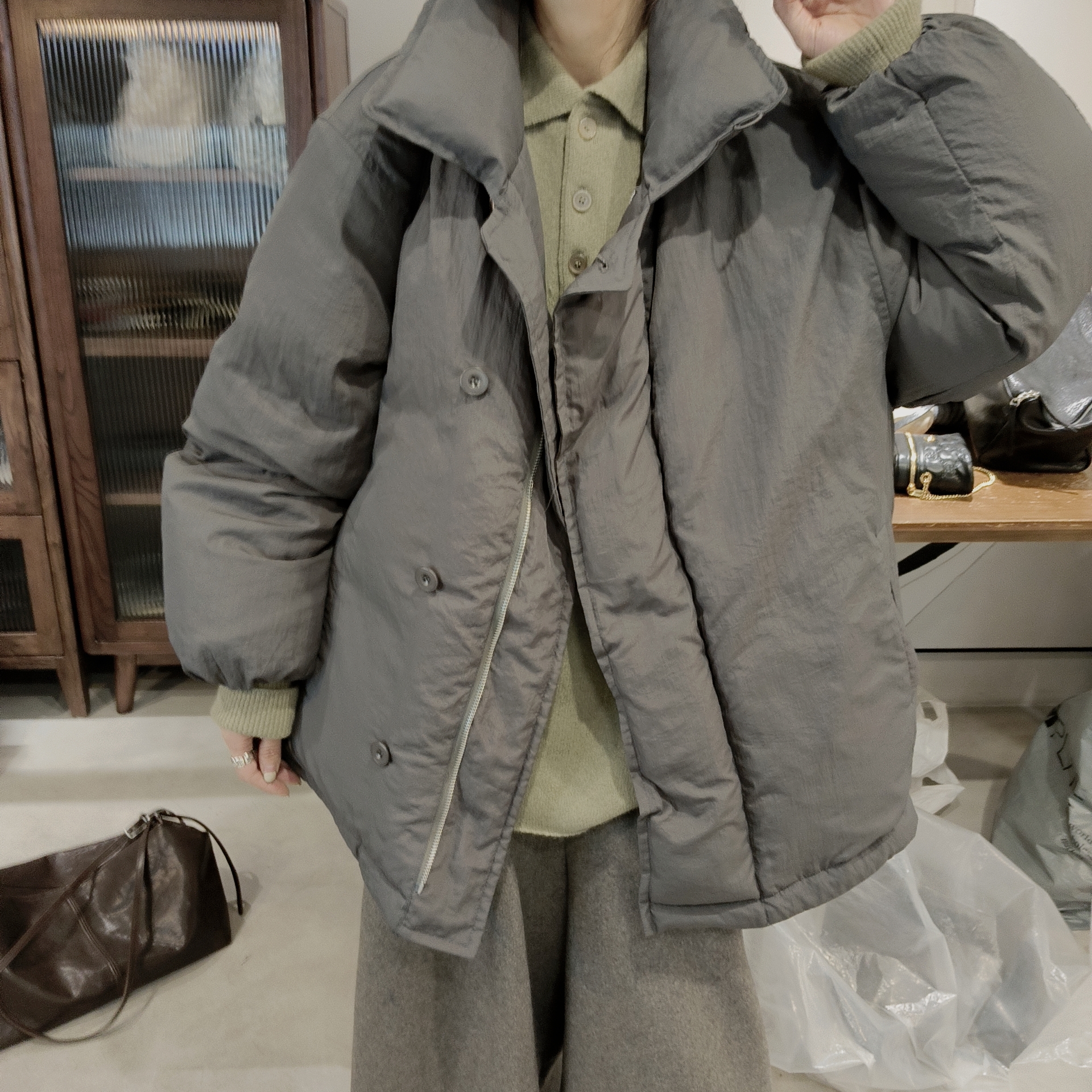 韩国冬款洋气短款立领鹅绒服（NO退）