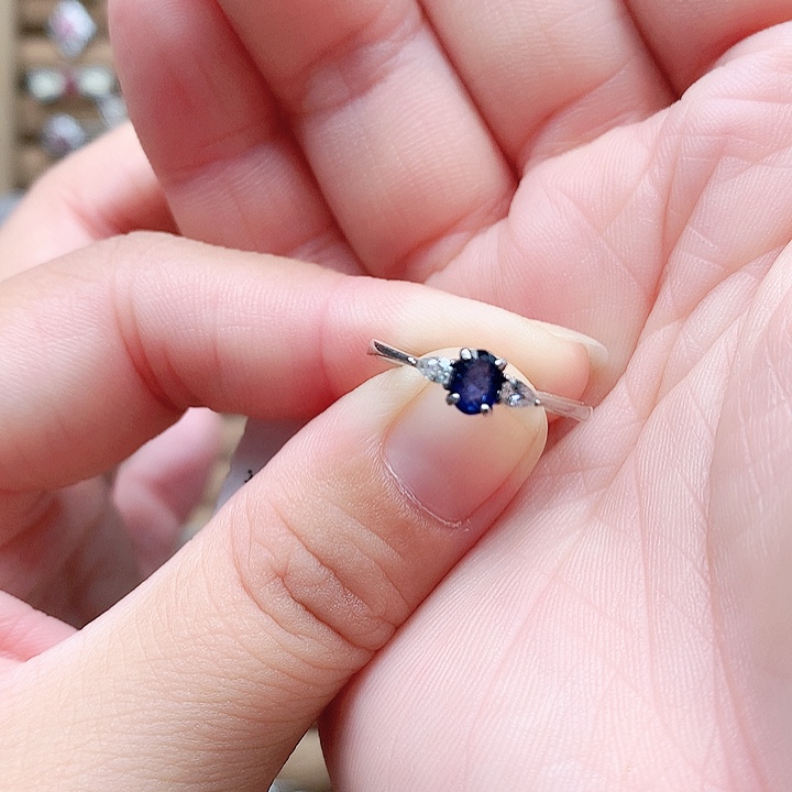 戒指蓝宝石银S925镶嵌